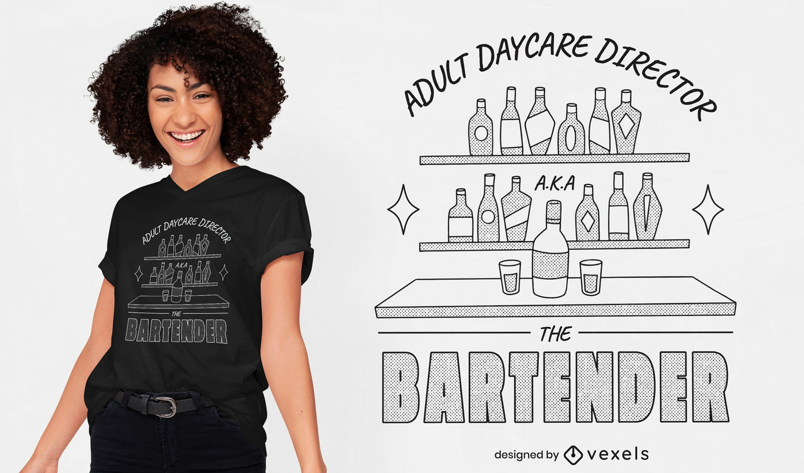 Bar divertido con diseño de camiseta de alcohol.