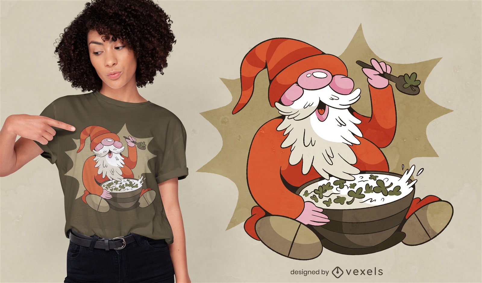 Gnome eating clover cereal t-shirt design