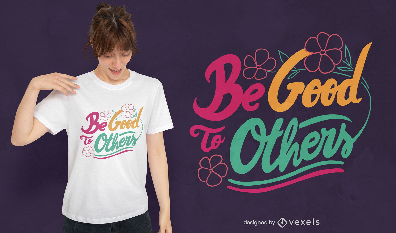 Citação motivacional com design de t-shirt de flores