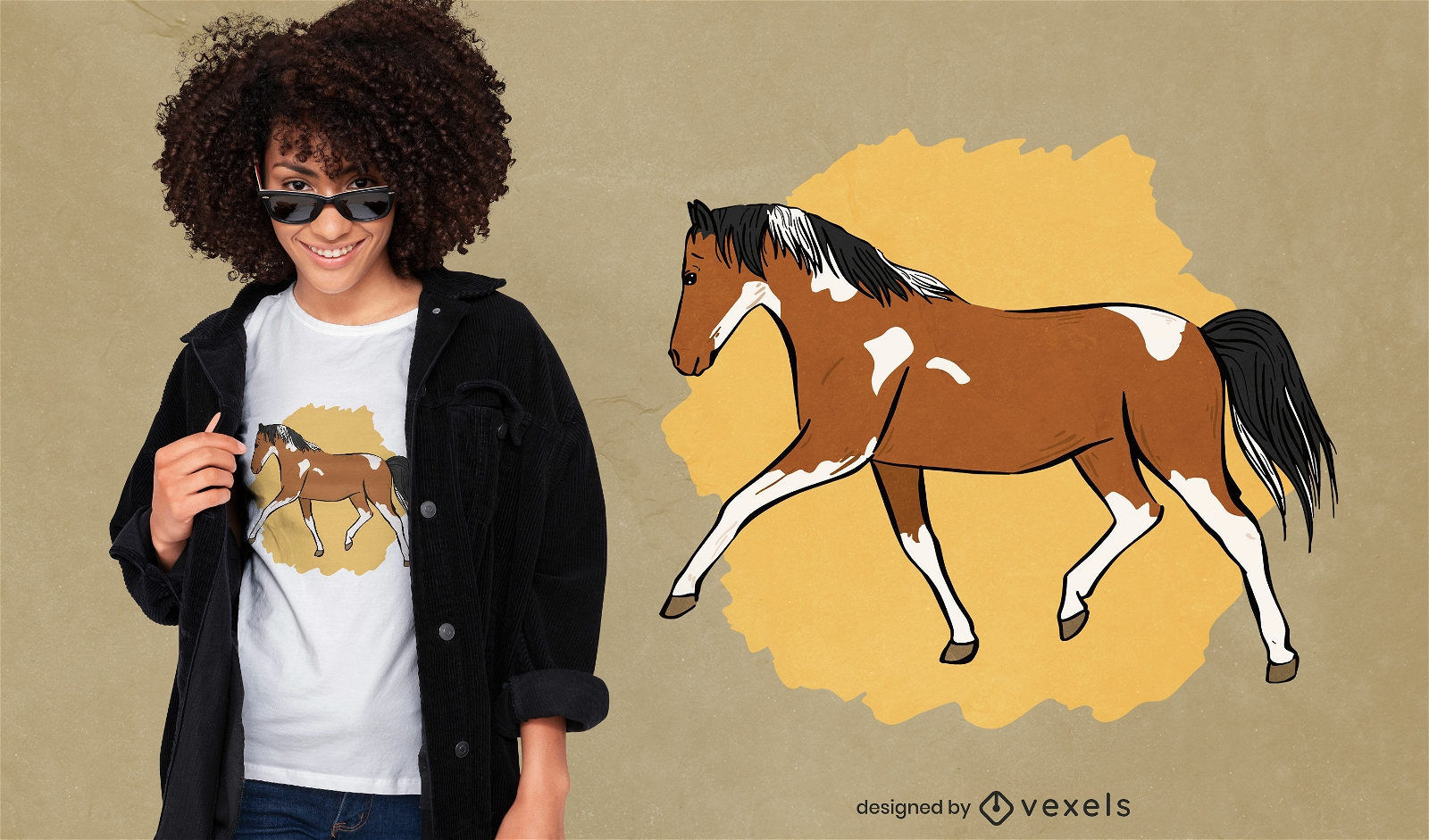 Gehendes T-Shirt-Design des braunen Pferdetiers