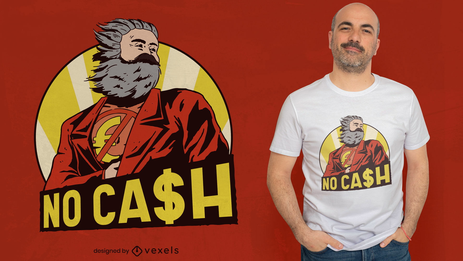 Super-herói com design de camiseta de barba