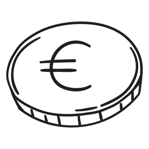Euro finanziert Geldwährungs-Münzstrich-Symbol PNG-Design