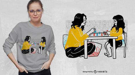 Mother and daughter board game t-shirt design
