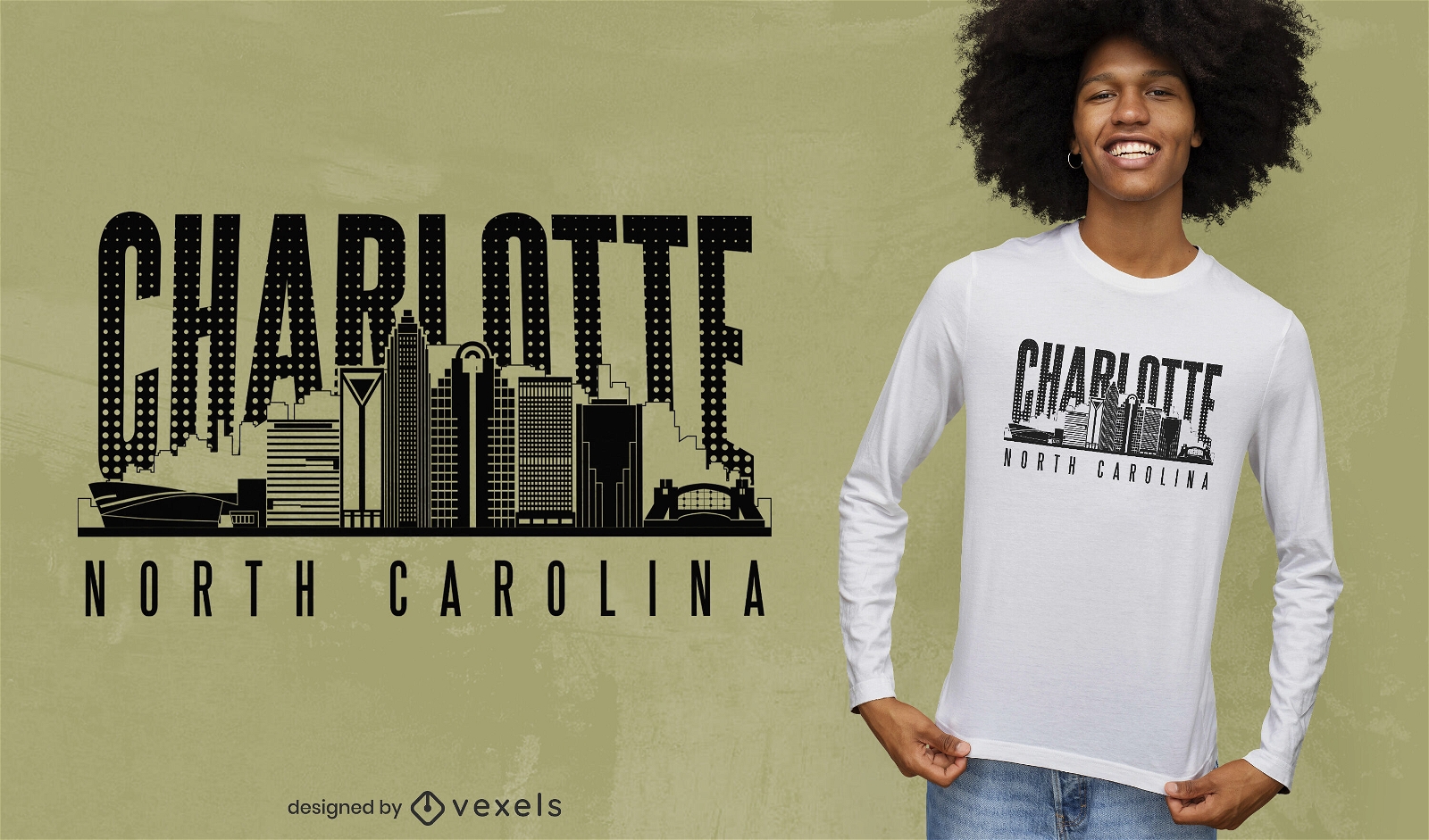 Diseño de camiseta de la ciudad de charlotte carolina del norte