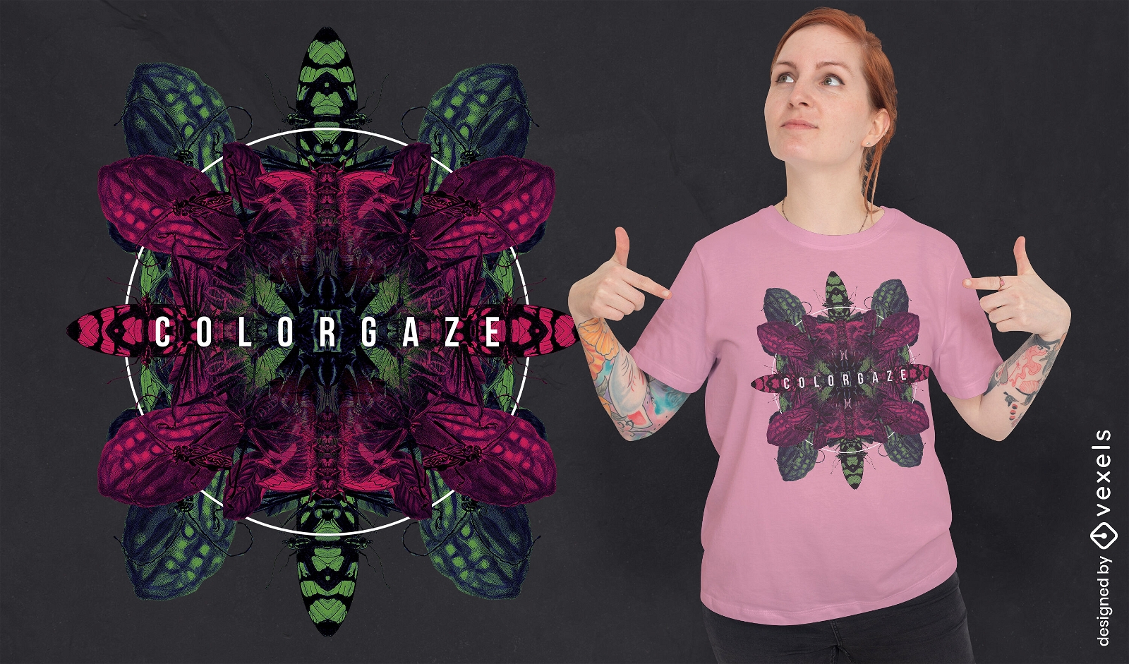 Kaleidoscope insects t-shirt design