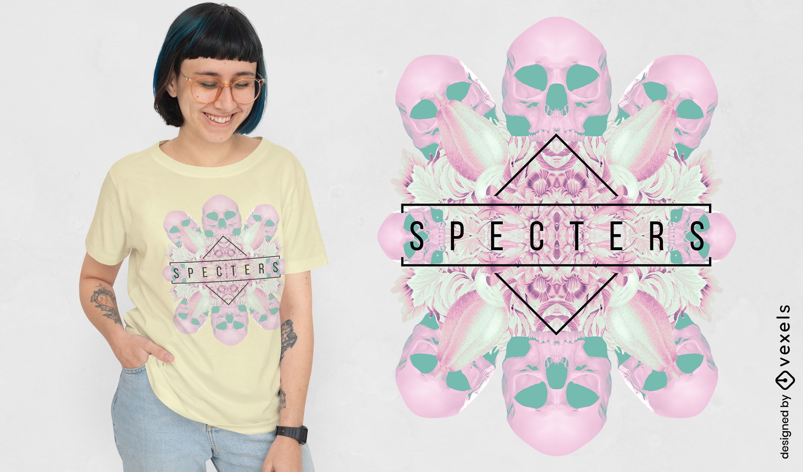 Kaleidoskop-Schädel-T-Shirt-Design