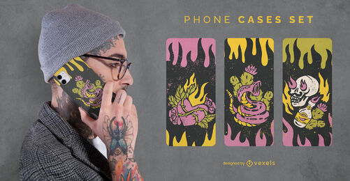 Snake and heart on fire phone case design