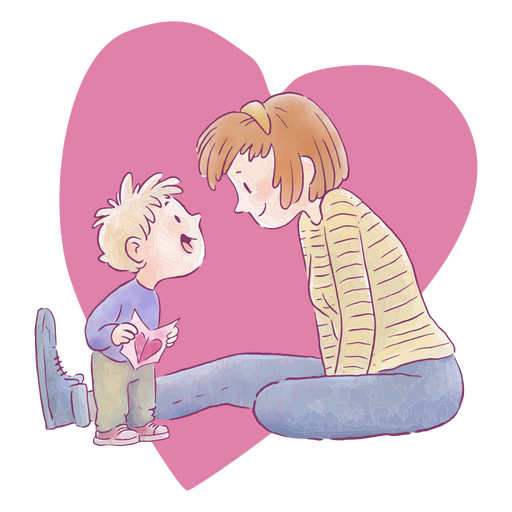 Mother's day cute mother and kid watercolor characters  PNG Design