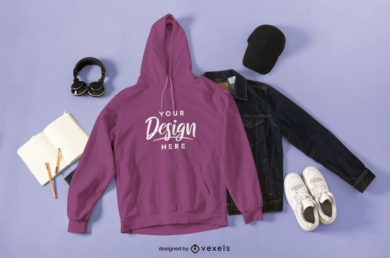 Maqueta de sudadera con capucha básica