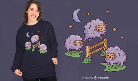 Diseño de camiseta contando ovejas.