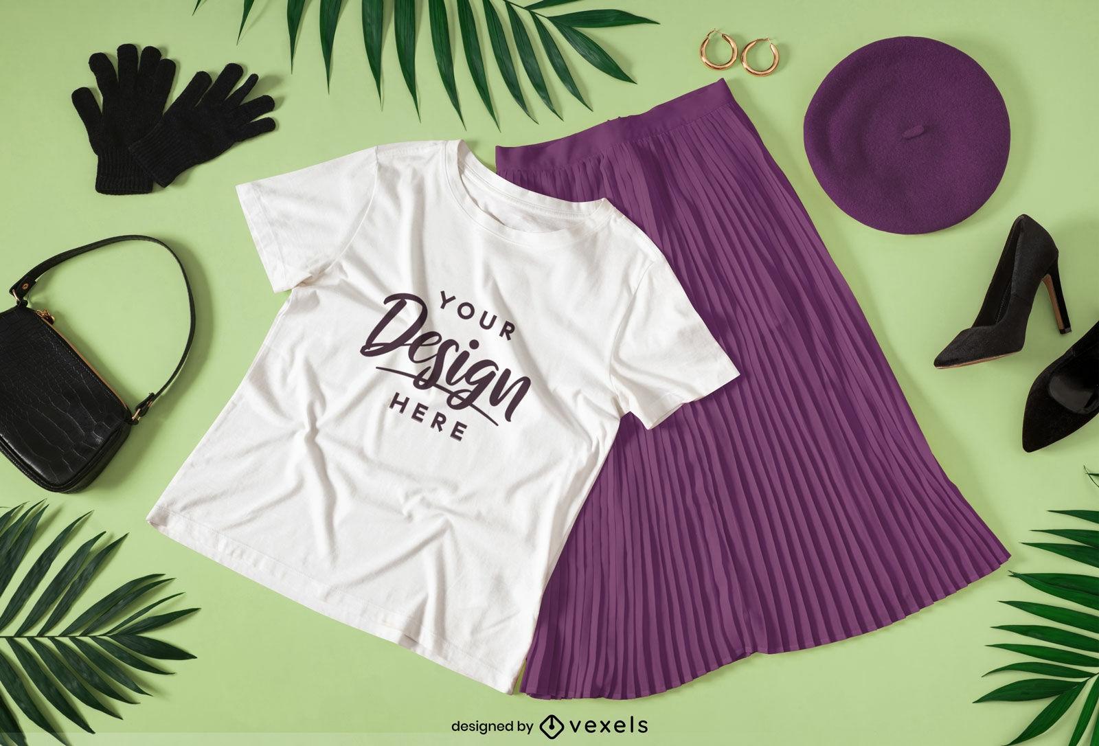 Classic lady outfit t-shirt mockup