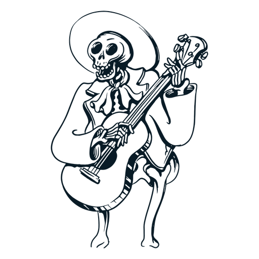 Ícone de arte de linha de esqueleto de cinco de maio de mariachi Desenho PNG