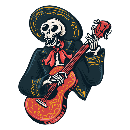 Skelett-Mariachi-Symbol von Cinco de Mayo