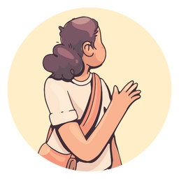 Menina com sacola dizendo oi Desenho PNG