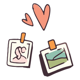 Trazo de color de imágenes y corazones Diseño PNG