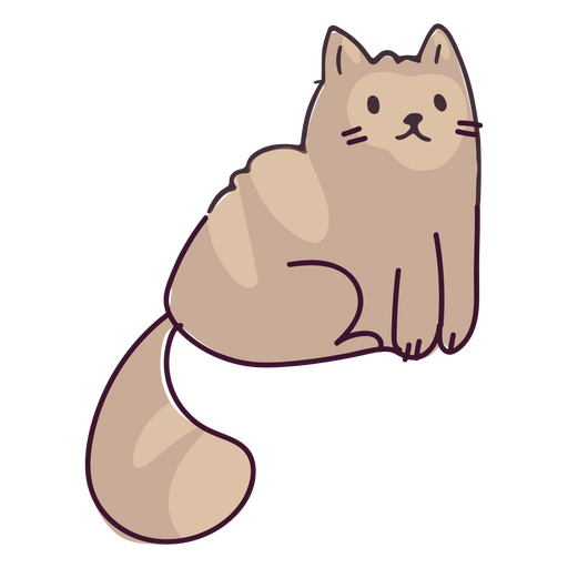 Cute color stroke small cat PNG Design
