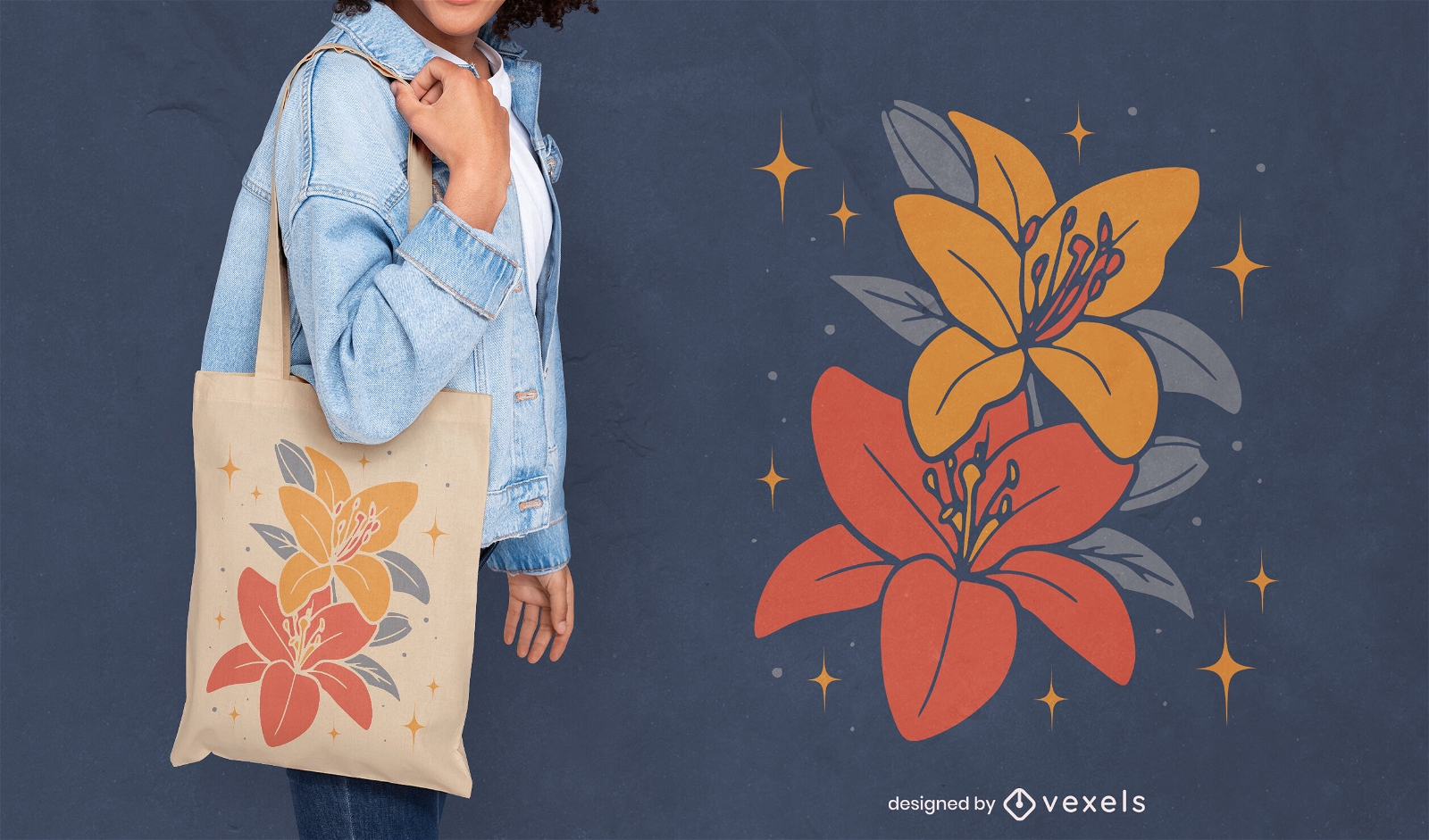 Orchid flowers and leaves tote bag design