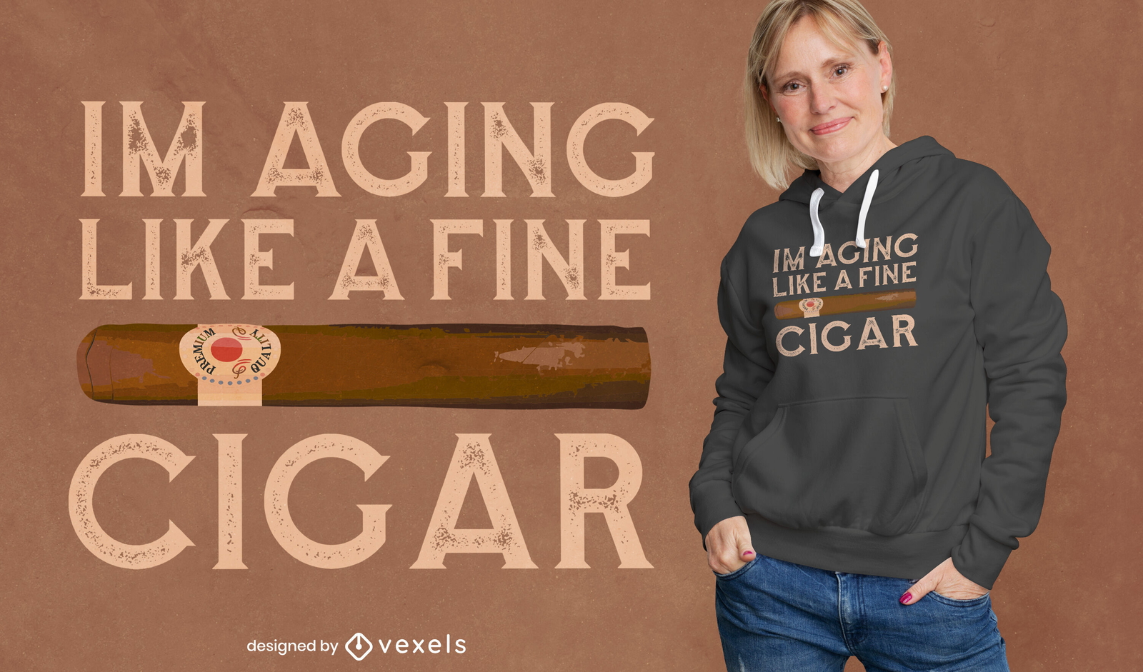 Envejeciendo como un diseño de camiseta de cigarro.