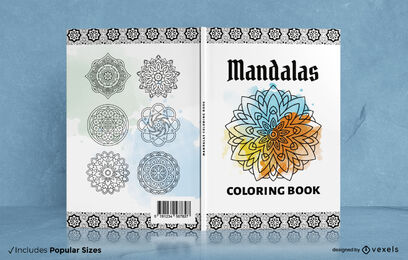 Design de capa de livro em aquarela mandala