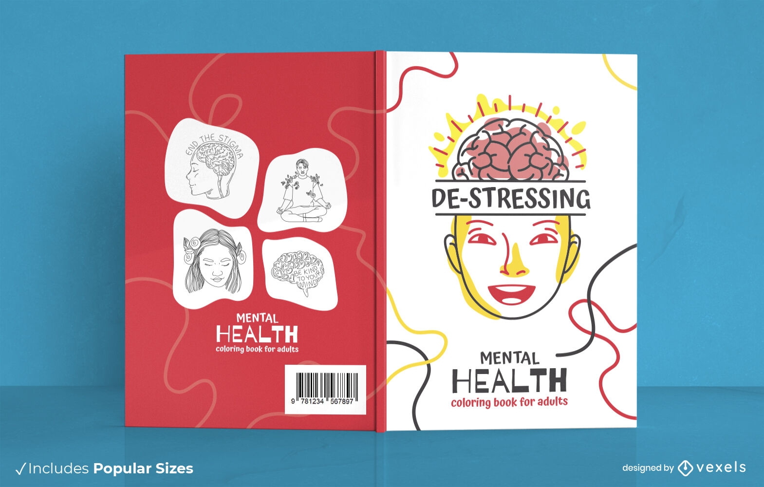 Happy face and brain mental health book cover design