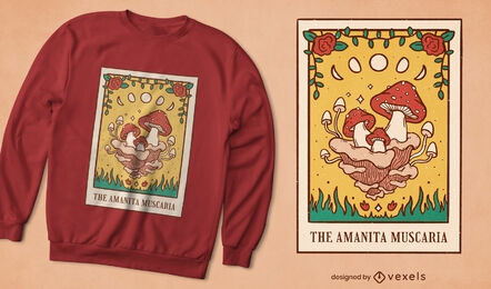 Design de camiseta de cartão de tarô de cogumelo