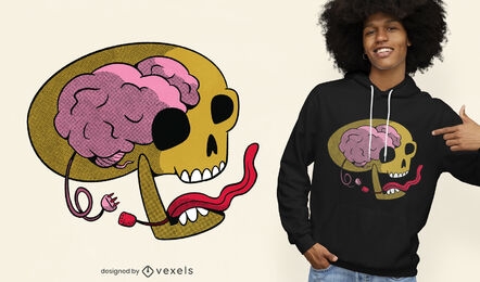Brain and tongue skull t-shirt design