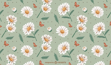 Design de padrão de flores e borboletas da margarida