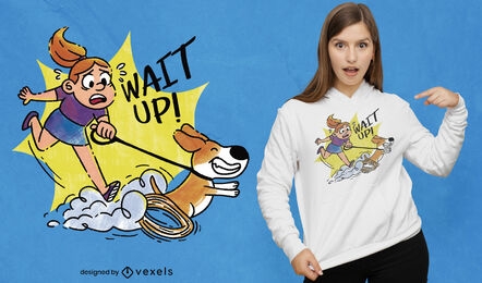 Diseño divertido de camiseta de paseo de perros