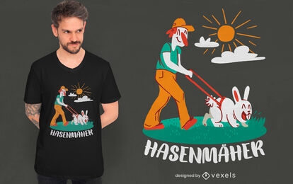 Design de camiseta de coelho de homem de gramado