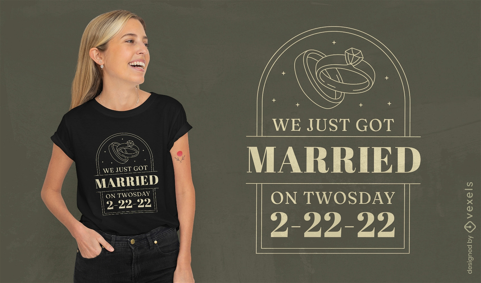 Recién casados 2 22 22 diseño de camiseta.