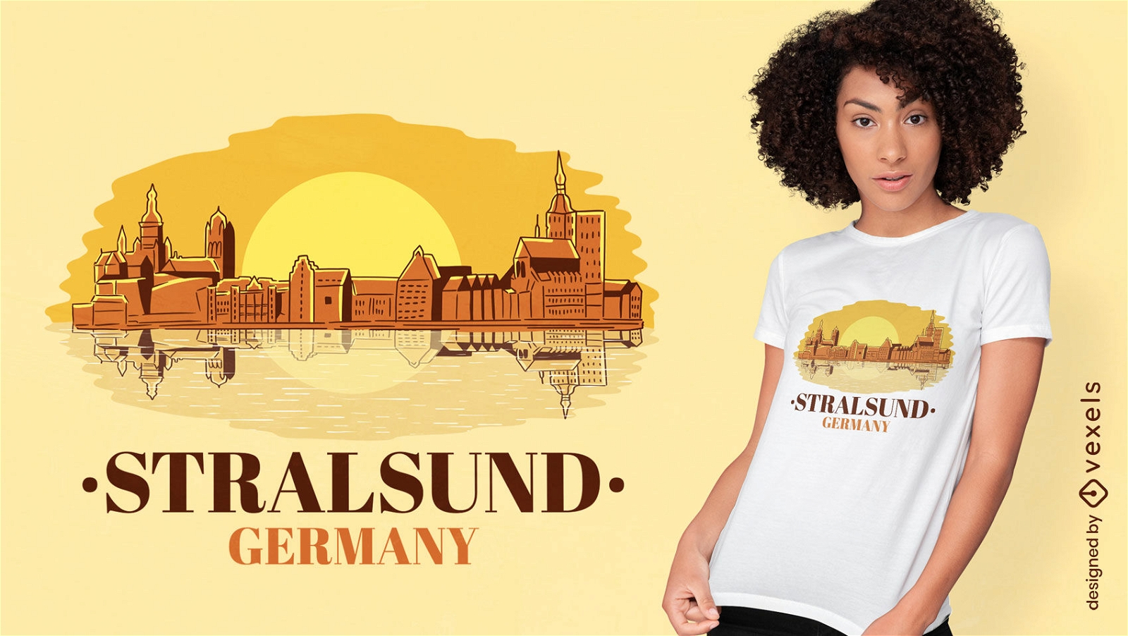 Design de camiseta com paisagem Stralsund Alemanha