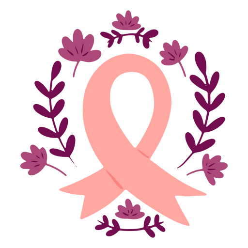 Breast cancer awareness flowers pink ribbon PNG Design