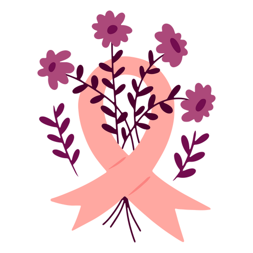 Breast cancer awareness flower ribbon  PNG Design
