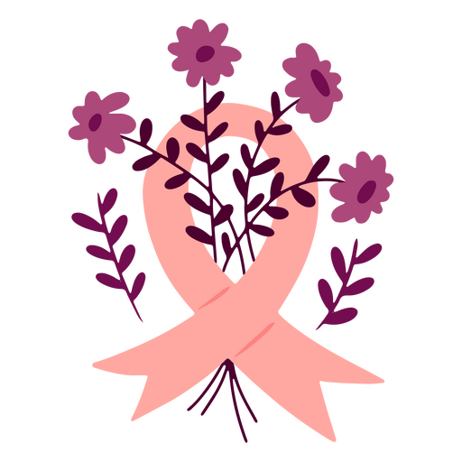 Cinta de flores de concientización sobre el cáncer de mama Diseño PNG