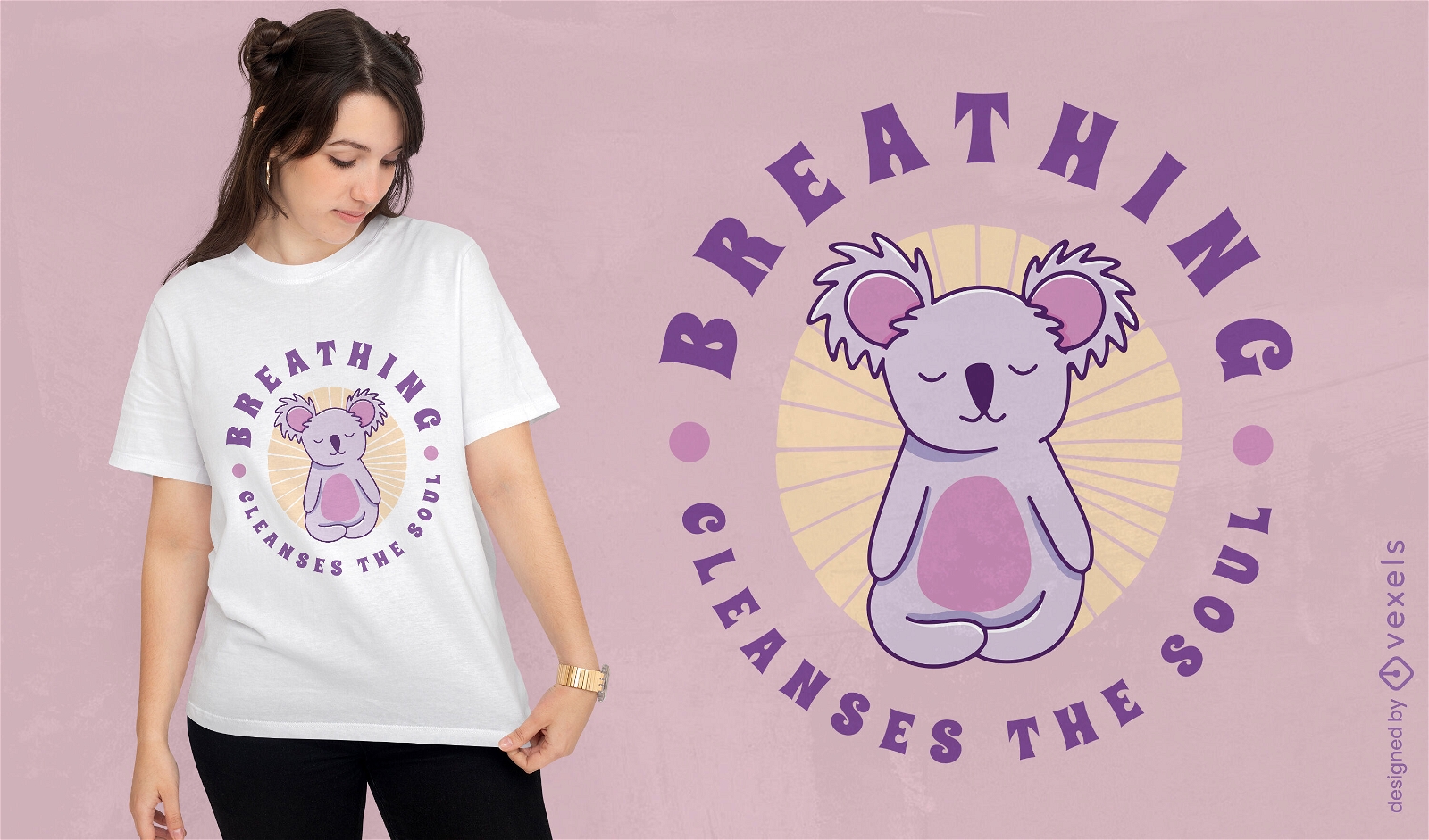 Design de camiseta meditando coala