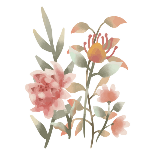 Natureza da planta de flores em aquarela