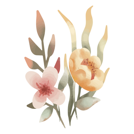 Aquarell florale zarte Pflanzennatur PNG-Design