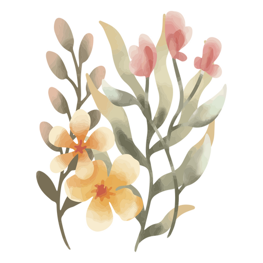 Planta delicada floral em aquarela Desenho PNG
