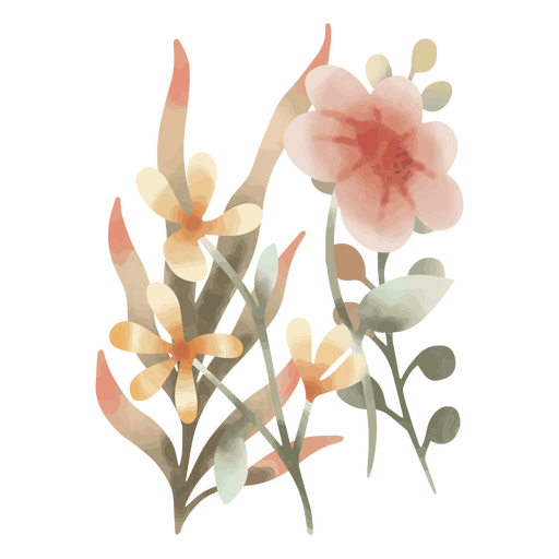 Planta de folhas florais em aquarela
