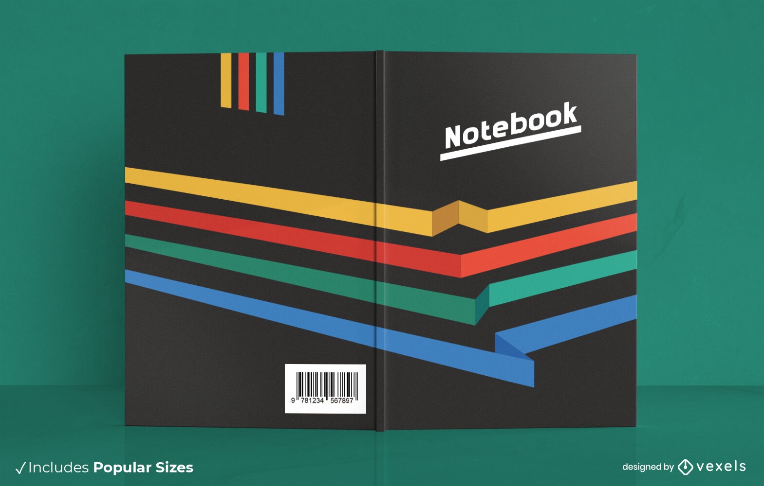 Design de capa de livro de linhas coloridas