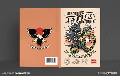 Old school tattoo animals book cover design