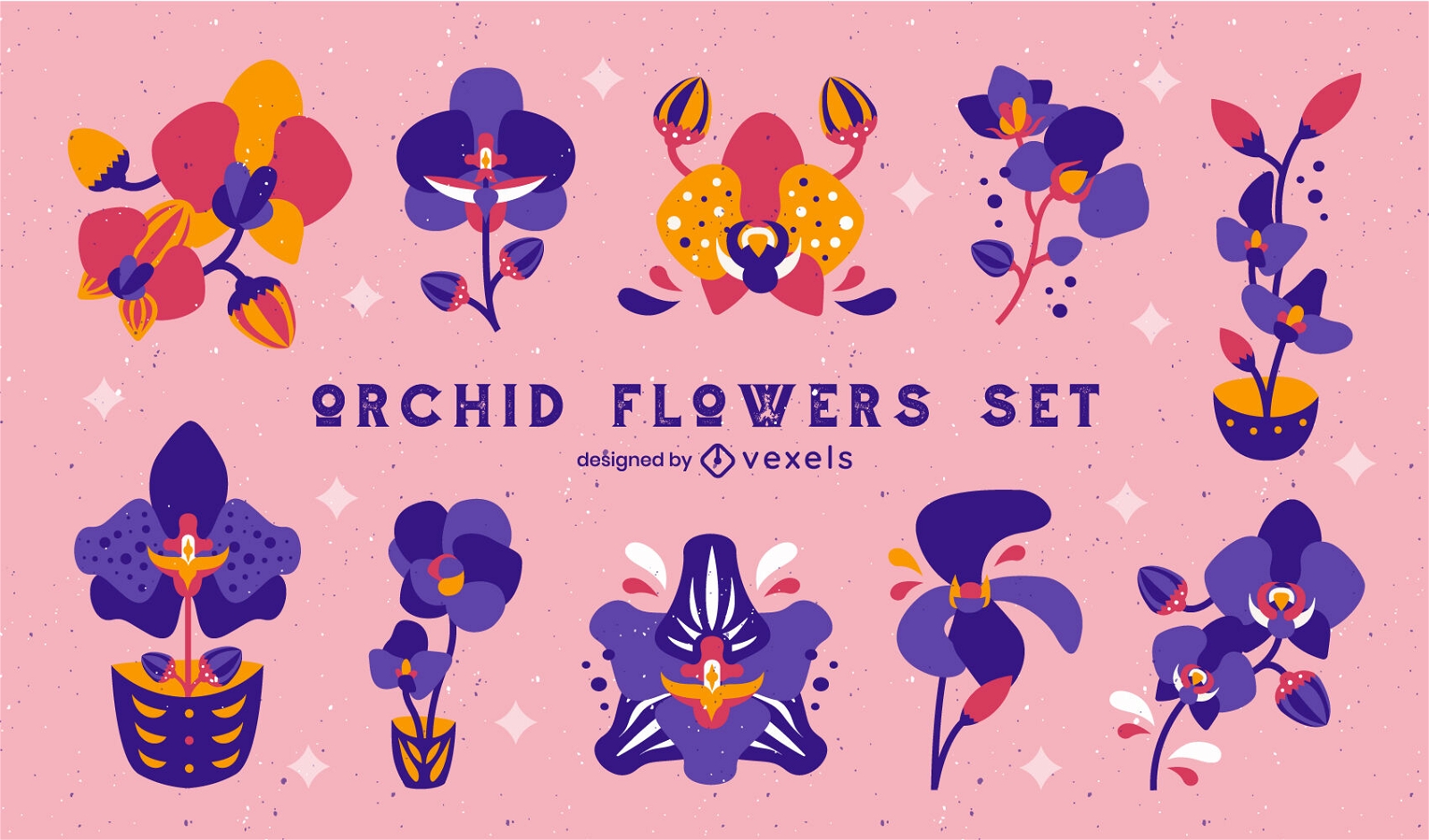 Diseño de escenografía de flores de orquídeas.