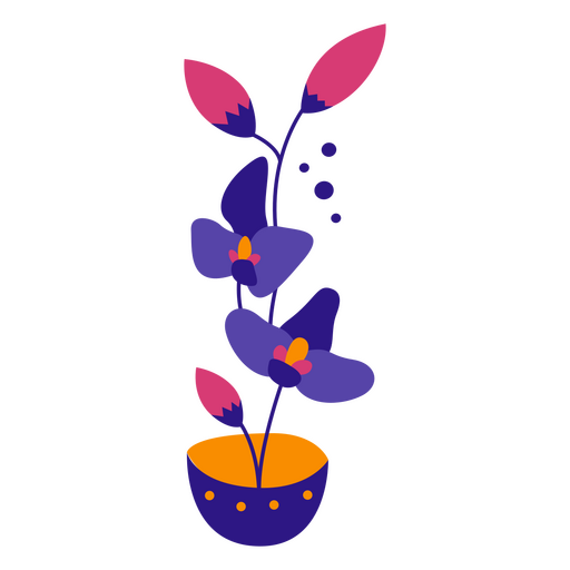 Orchids flat pot PNG Design