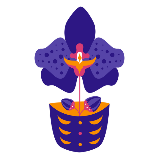 Big colorful orchid in pot PNG Design