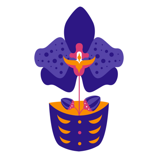 Gran orquídea colorida en maceta Diseño PNG