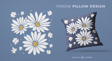 Daisy flower throw pillow design