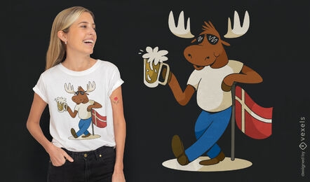 Denmark moose drinking beer t-shirt design