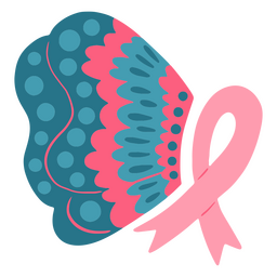 Fita rosa de borboleta de conscientização de câncer de mama Desenho PNG