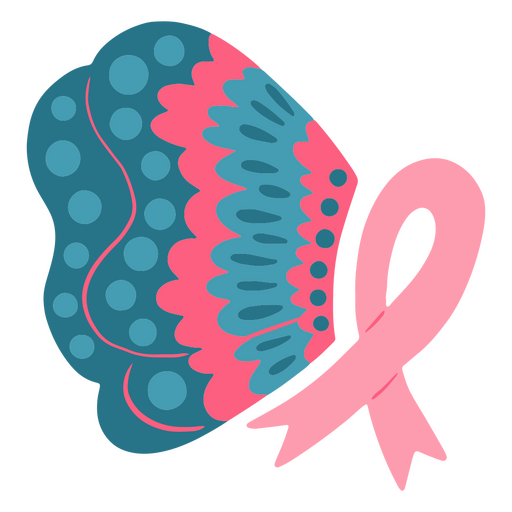 Cinta rosa de mariposa de concientización sobre el cáncer de mama Diseño PNG