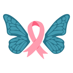 Concienciación sobre el cáncer de mama materia social mariposa cinta rosa Diseño PNG